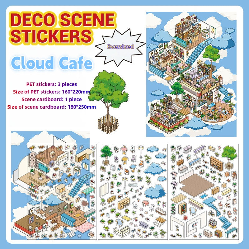 3D Large-size Scenery Sticker| Island Music Festival | Cloud Cafe |Single Sheet