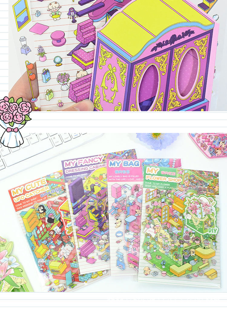 DIY 3D Scene Stickers 4 Cute Miniature Scenes