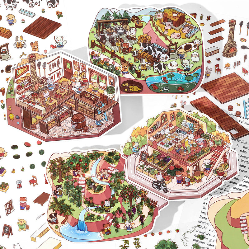 Miniature Scene Stickers-| Fruit Shop | Four Seasons Orchard | Cheese Shop | Sunshine Farm |