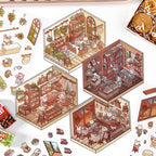 Single 3D Sticker|Cat Café|Sunny Greenhouse|Brown Bakery|Self-service Library