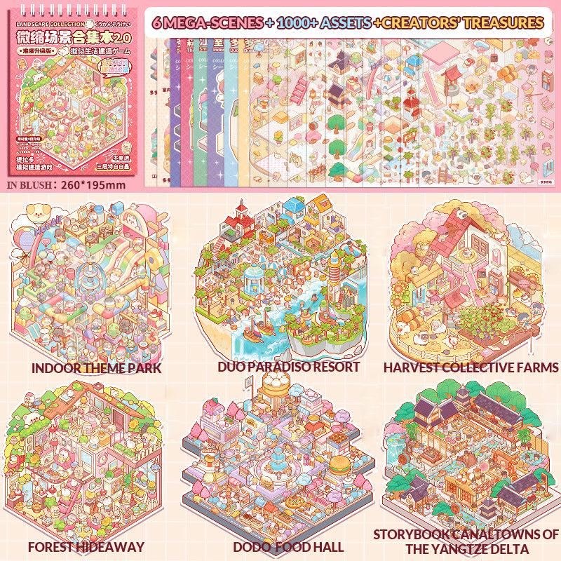 Miniature Scene Collection Set Scenery Stickers 3D House Toys DIY Handmade Stickers