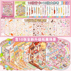 Miniature Scene Collection Set Scenery Stickers 3D House Toys DIY Handmade Stickers
