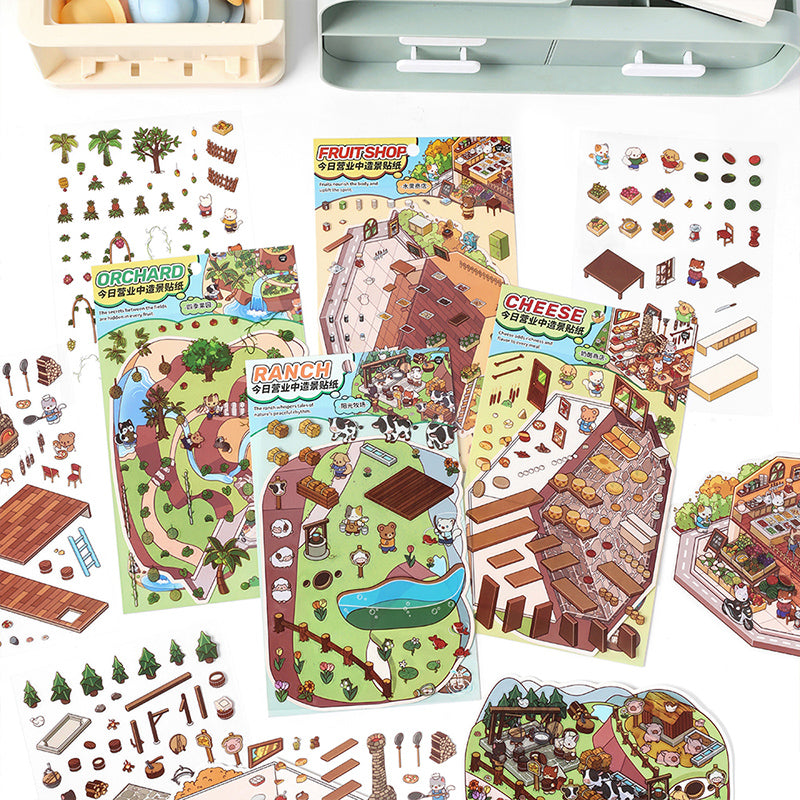 Miniature Scene Stickers-| Fruit Shop | Four Seasons Orchard | Cheese Shop | Sunshine Farm |