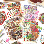 DIY Miniature Sticker Scene-| Hot Pot Restaurant | Chocolate Workshop | Rainbow Candy House |  Antique Toy Room | Single sheet