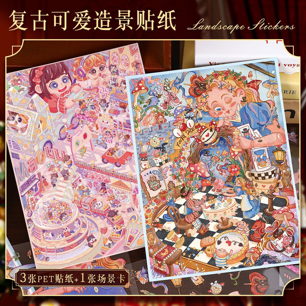 Alice's Dream Miniature Scene Stickers -| Alice's Dream | Cat Paradise | Single Pc Extra Large