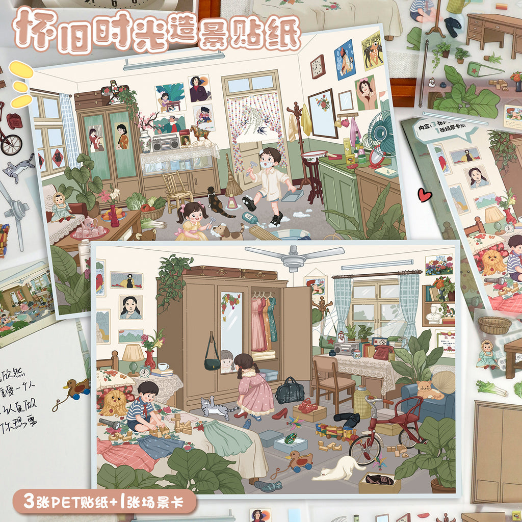 Flip-top 3D Stickers-| The Artist's Home | Retro Tea House | Single Pc