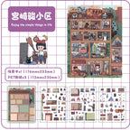 Extra-large Landscape Sticker, Miniature Scene House, Large 3D Sticker, Handwritten Sticker