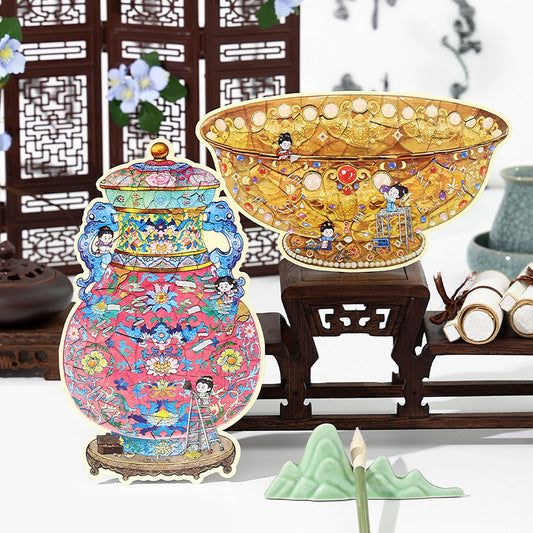 3D Cultural Relics Restoration Sticker Puzzle Series-| Golden Bowl | Ruyi Vase |Single Sheet