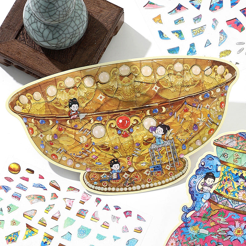 3D Cultural Relics Restoration Sticker Puzzle Series-| Golden Bowl | Ruyi Vase |Single Sheet