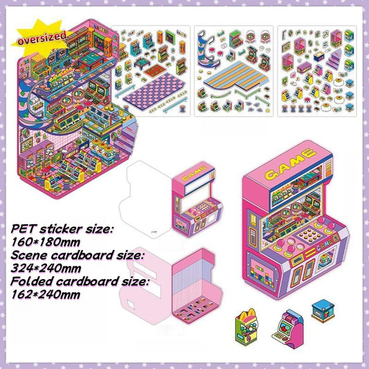 3D Deco Scene Sticker-| Record Store | eSports Room | Energy Station | Arcade |Single sheet