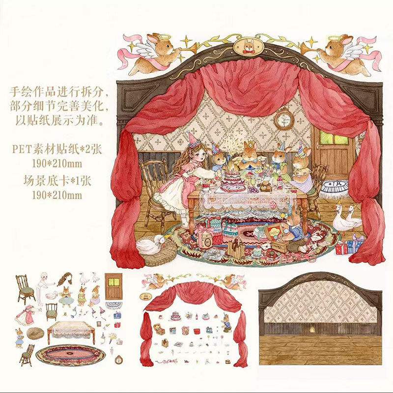 Dream River Hand-drawn Collection DIY 3D Scene Stickers 2 Cute Mini Scenes