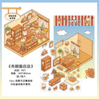 Single 3D Sticker|Cat Café|Sunny Greenhouse|Brown Bakery|Self-service Library