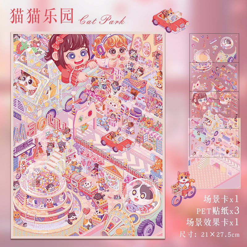 Alice's Dream Miniature Scene Stickers -| Alice's Dream | Cat Paradise | Single Pc Extra Large