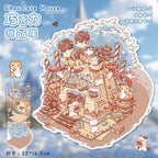 Cartoon Food 3D Scene Stickers-| Chenpi Rose Teapot | Chocolate House | Avocado Salad | Soft Toast House | Single Pc