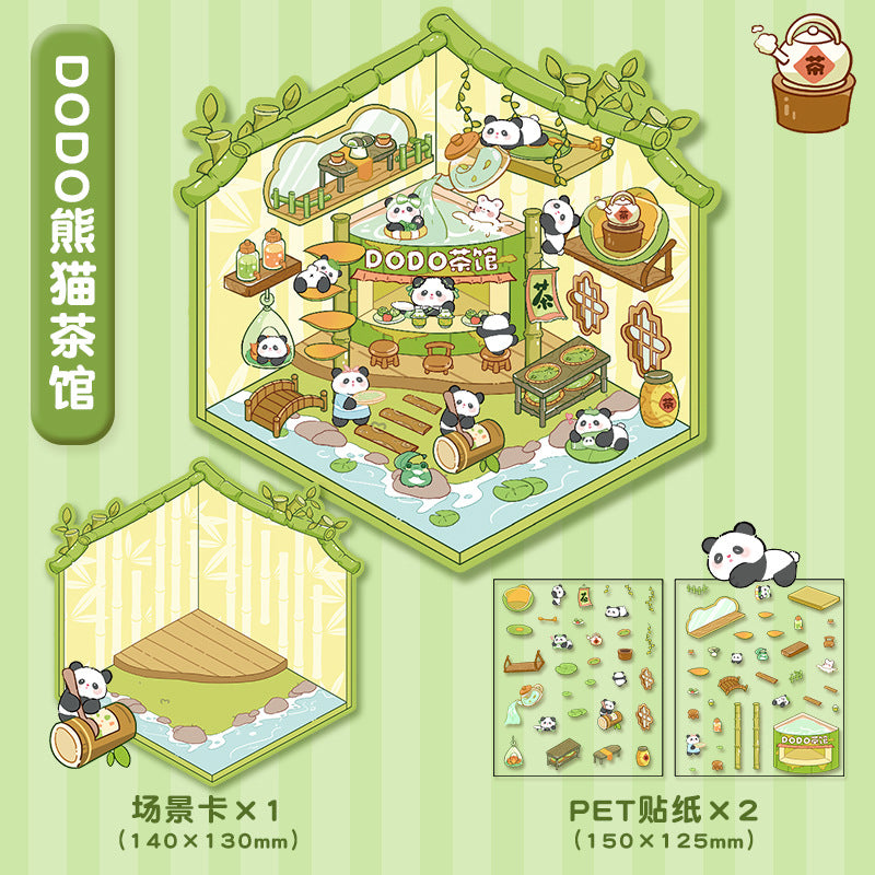 3D Store Series Stickers-| Capybara Hot Springs | Little Bear Bakery | Rabbit Clothing Store | Capybara Restaurant | Puppy Mart | Bunny Amusement Park | Do Do Panda Tea House |