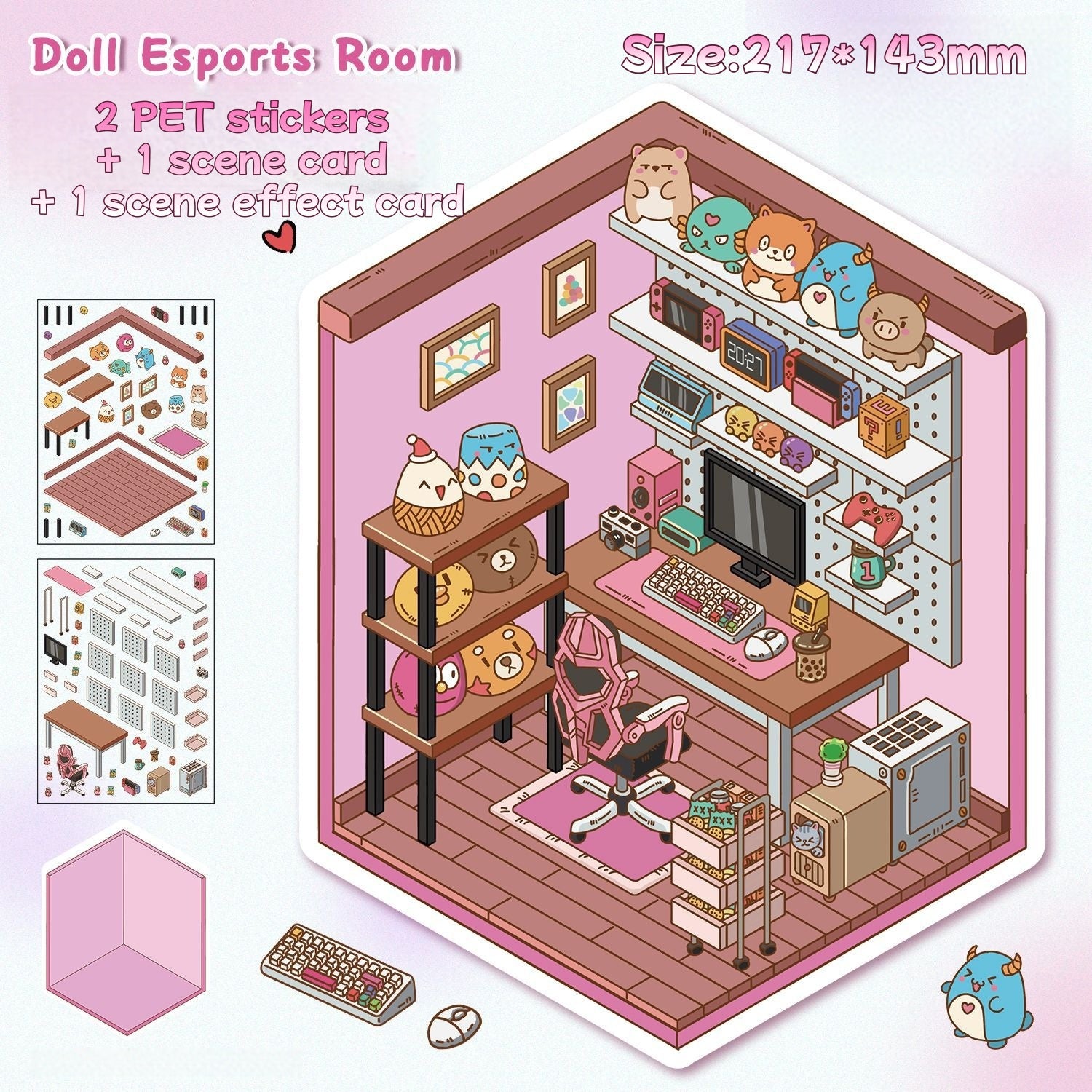 3D Stickers-| Study Room | Time Shop | Meng Makeup Room | Doll Esports Room | Single Pc