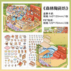 3D DIY Landscaping Deco-| Happy Pottery Club | Forest Ceramics Workshop | Sushi Restaurant At Sea | Sandbar Fishery | Single Sheet