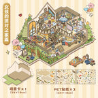 Cute large-size 3D stickers-| Panda Villa | Girls' Party | Panda's Daily Life |Rabbit Reading Room | Single Pc