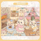 Set of 4 Cat-Themed Scenic 3D Stickers