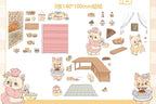 Set of 4 Cat-Themed Scenic 3D Stickers