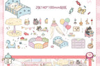 Set of 4 Cat-Themed Scenic 3D Stickers