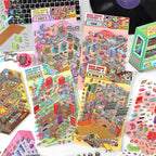 3D Deco Scene Sticker-| Record Store | eSports Room | Energy Station | Arcade |Single sheet