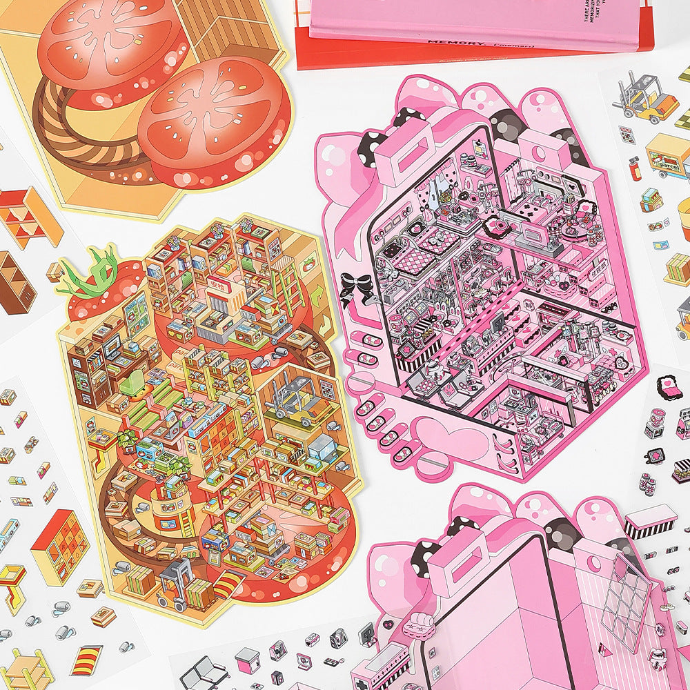 3D Stickers-| Sweetheart Clinic | Ghost Inn | Tomato Express | Nightclub |Single Sheet