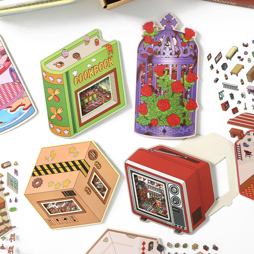 Creative scene stickers- | Venice Theater | Interstellar Express | Small shop | Grandma's kitchen|Single pc