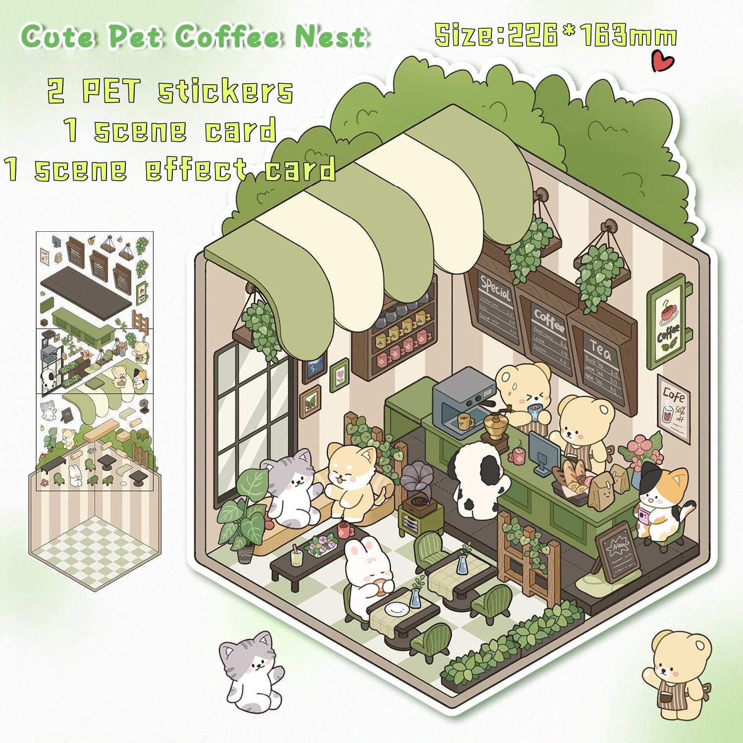 Store Series Scenery Stickers-| Pet Kitchen | Pet coffee Nest | Warm Bread Shop | Hot Pot Shop | Single Pc