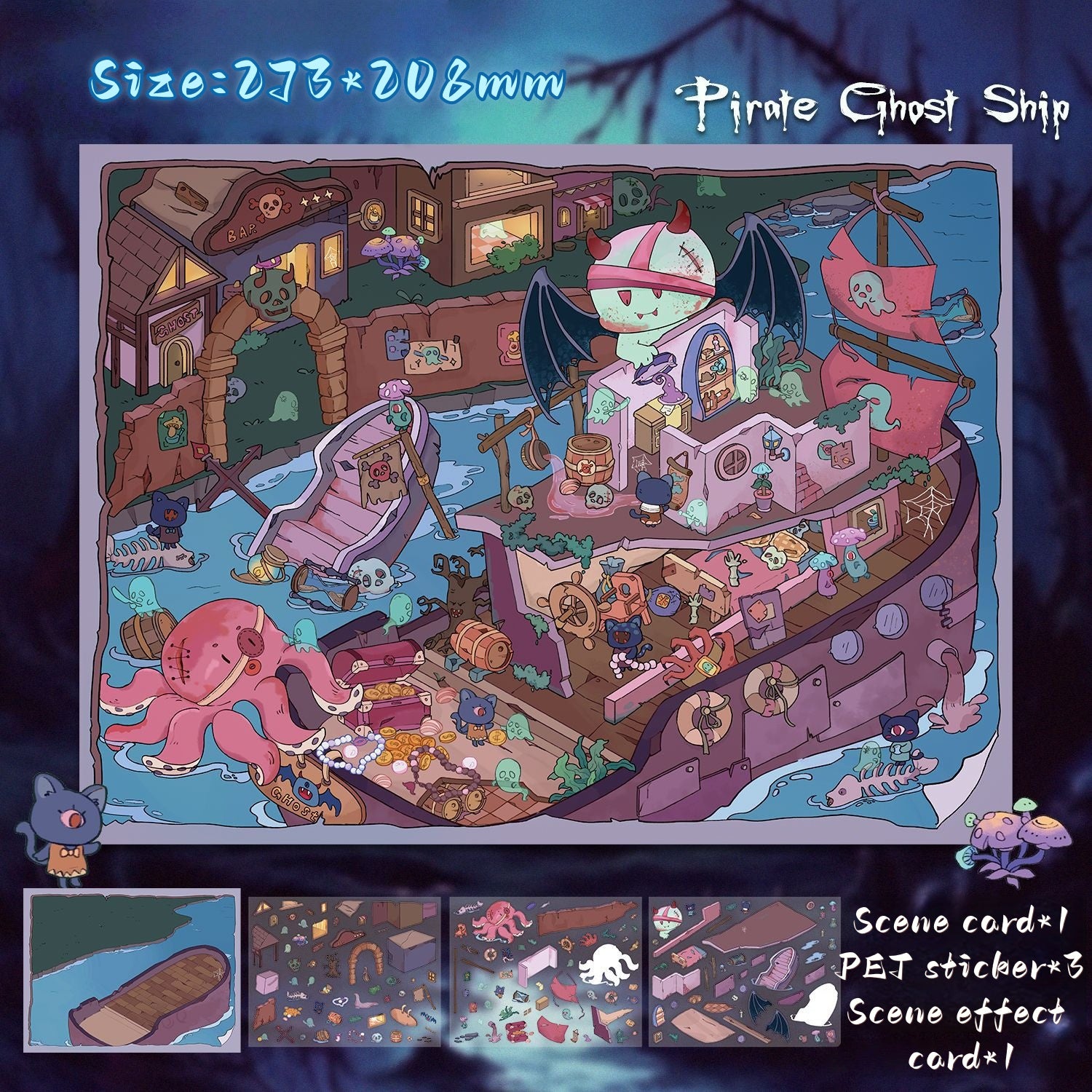 Micro-horror 3D stickers-| Black Market | Pirate Ghost Ship | Single Pc