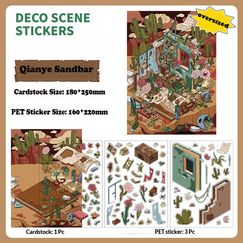 3D Scenery Stickers Nature Series-| Thousand-Page Sandbar | Forest of Oblivion |Single Sheet