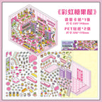 DIY Miniature Sticker Scene-| Hot Pot Restaurant | Chocolate Workshop | Rainbow Candy House |  Antique Toy Room | Single sheet