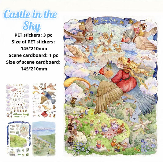 Dream River Hand-drawn Collection DIY 3D Scene Stickers 2 Cute Mini Scenes