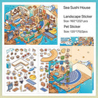 3D DIY Landscaping Deco-| Happy Pottery Club | Forest Ceramics Workshop | Sushi Restaurant At Sea | Sandbar Fishery | Single Sheet