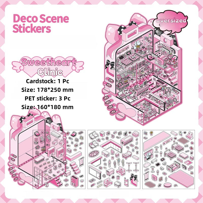 3D Stickers-| Sweetheart Clinic | Ghost Inn | Tomato Express | Nightclub |Single Sheet