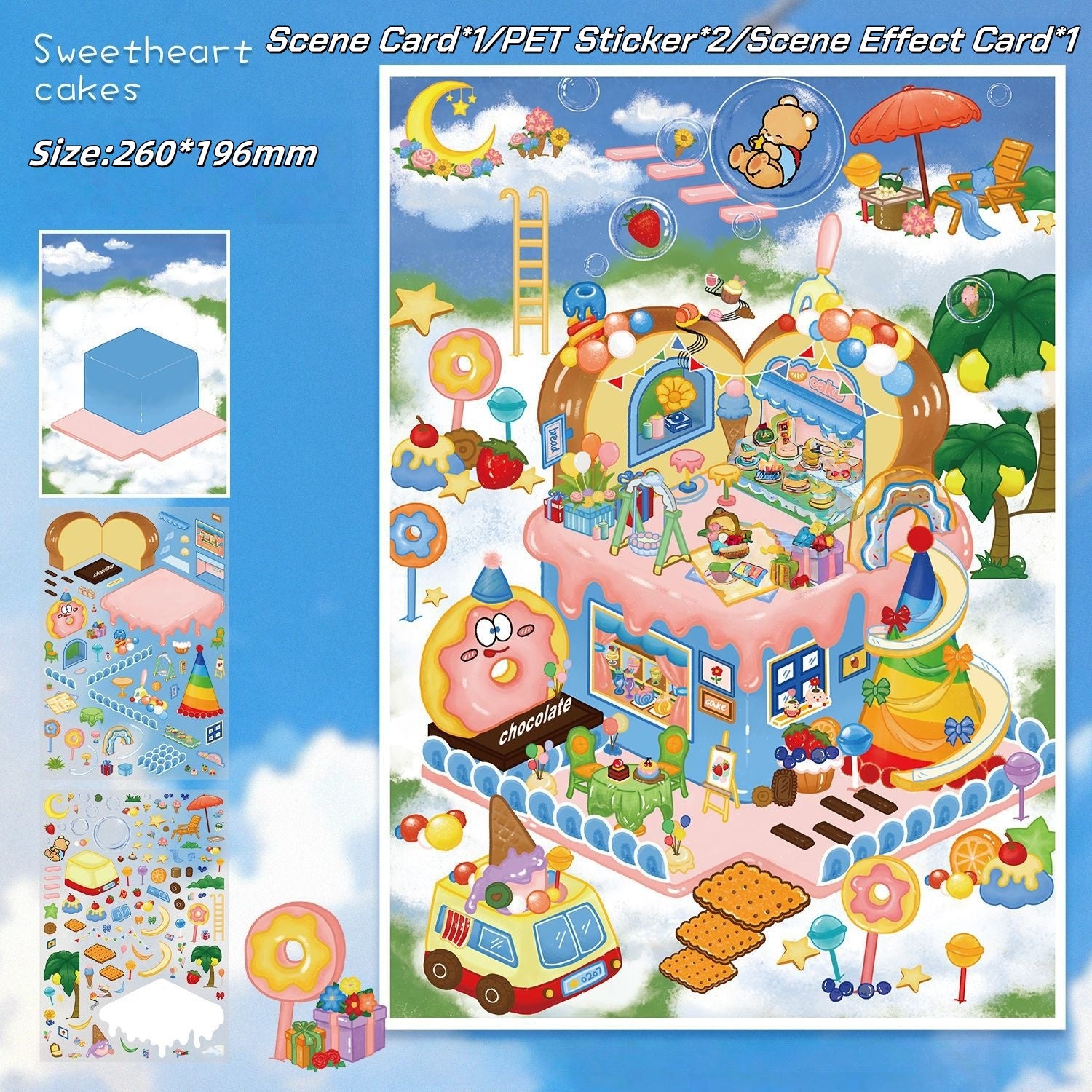 Large Size 3D Stickers-| Apple Cake | Sweetheart Cake | Single Pc