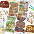 3D Large Size Scenery Sticker| Crab Treasure Box | Underground Treasure Hunt | Castle Treasures |Hide And Seek In The Valley| Single Sheet