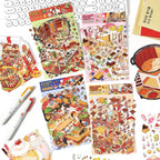 3D Food Sticker Scene DIY| Sizzling Hot Pot | Sweet House | Sushi Roll Restaurant | Delicious Hamburger | Single Sheet