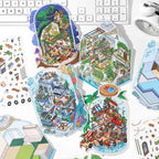 3D Deco Scene Stickers | Seaside Vegetable Market | Deep Sea Station | Garden Restaurant | Starry Sky Inn | Single Sheet
