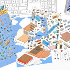 3D Large-size Scenery Sticker| Island Music Festival | Cloud Cafe |Single Sheet