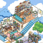 3D Large-size Scenery Sticker| Island Music Festival | Cloud Cafe |Single Sheet