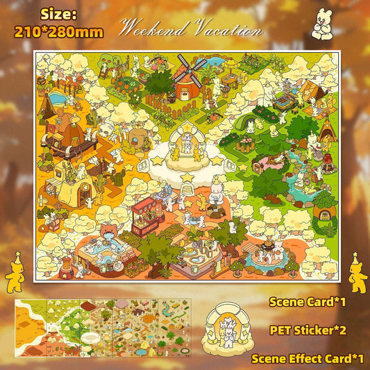 3D Stickers-| Dream Castle | Weekend Vacation | Supermarket Small World | Electric City | Burger King | Witch House | Single Pc