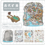 Extra-large Landscape Sticker, Miniature Scene House, Large 3D Sticker, Handwritten Sticker