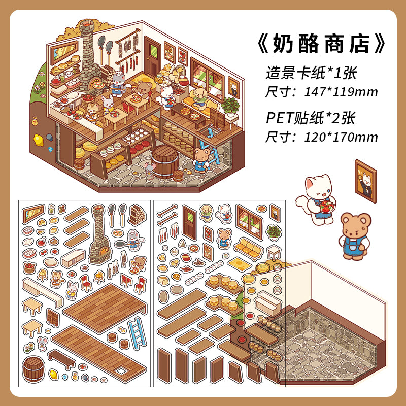 Miniature Scene Stickers-| Fruit Shop | Four Seasons Orchard | Cheese Shop | Sunshine Farm |